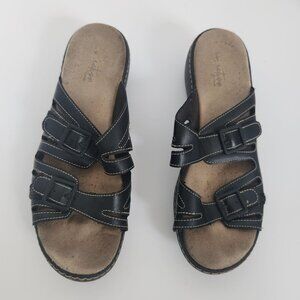 Clark's Women Slip On Sandals Size 9 Black
